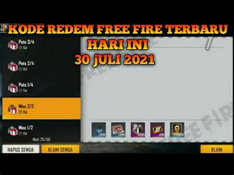 Kode Redem Free Fire Terbaru Juli Youtube