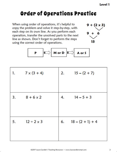 Order Of Operations Easy Worksheets