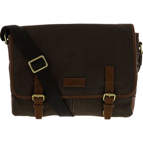 Fossil Fossil Mens Graham Canvas Messenger Bag Brown