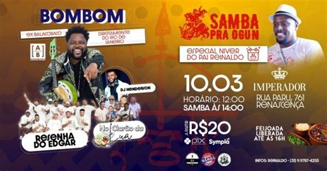 SAMBA PRA OGUN ESPECIAL NIVER DO PAI REINALDO Em Belo Horizonte Sympla