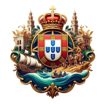 Portugal Coat Of Arms Featuring A Shield With Five Blue Shields And