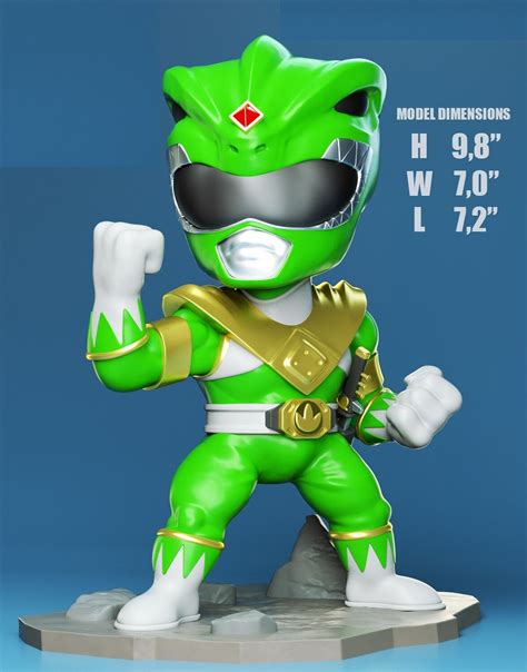 Cute Green Ranger Chibi D Printable Figure Mighty Morphin Etsy