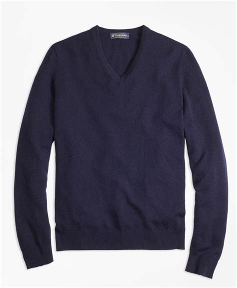 Lyst Brooks Brothers Cashmere V Neck Sweater Basic Colors In Blue For