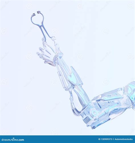 Surgeon Robot Hand Holding Surgery Tool Robotic Surgery Concept