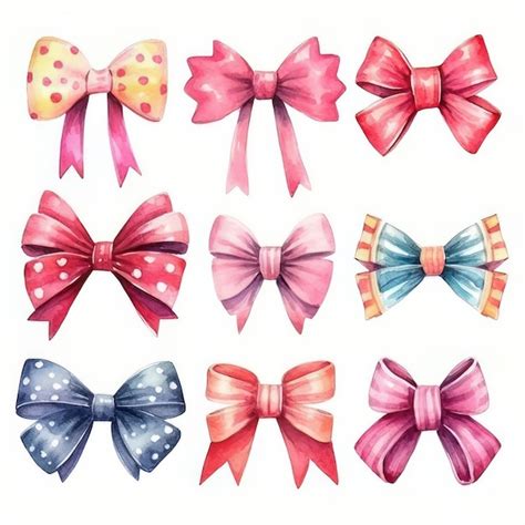 Premium Ai Image Set Of Colorful Bows Isolated On White Background