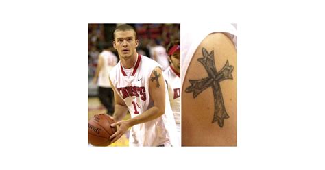 Justin Timberlake has a large cross tattoo on his upper left shoulder ...