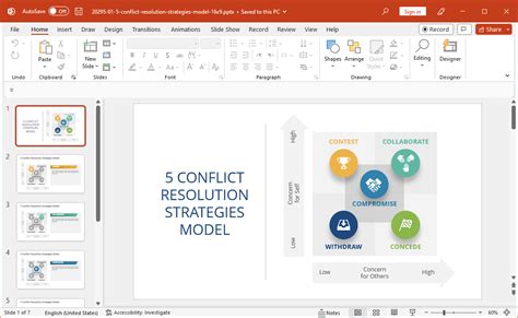 5 Conflict Resolution Strategies Powerpoint Template Fppt