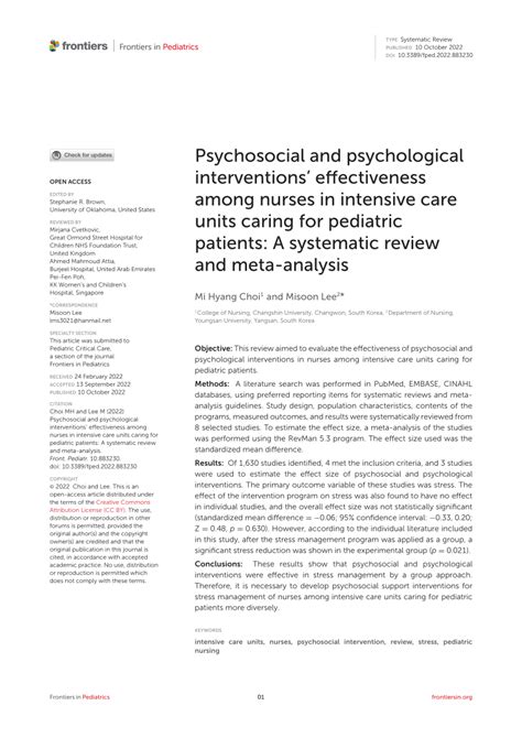 Pdf Psychosocial And Psychological Interventions Effectiveness Among