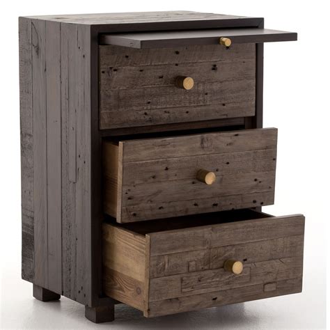 Calais Reclaimed Wood 3 Drawer Nightstand- Rustic Brown | Zin Home