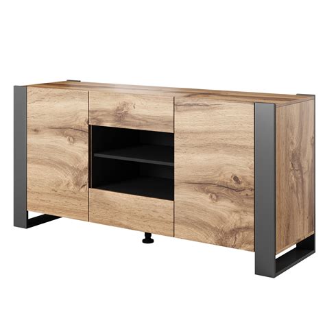 Storage Cabinet WOOD Wotan Oak Anthracite Furnitop Shop