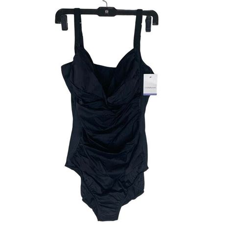 Croft And Barrow One Piece Swimsuit Womens 18 Black Beach Vacation Ebay