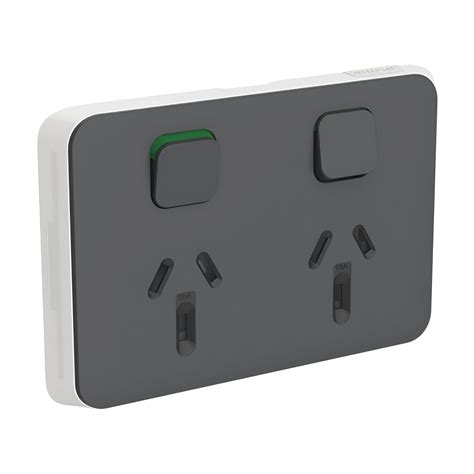 clipsal iconic double power point  horizontal vivid white agm