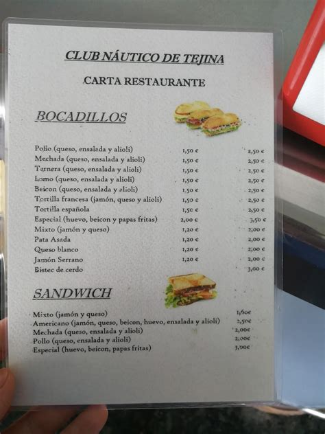 Menu at Restaurante Club Náutico de Tejina Bajamar