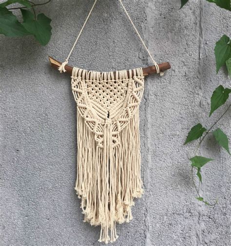 Arte de pared de macramé tapiz colgante de pared de algodón hecho a