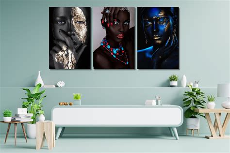 Set Of 3 African Woman Canvas African Girl African Women Wall Art Woman