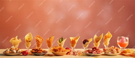 Premium AI Image | Assortment of appetizer on pastel background