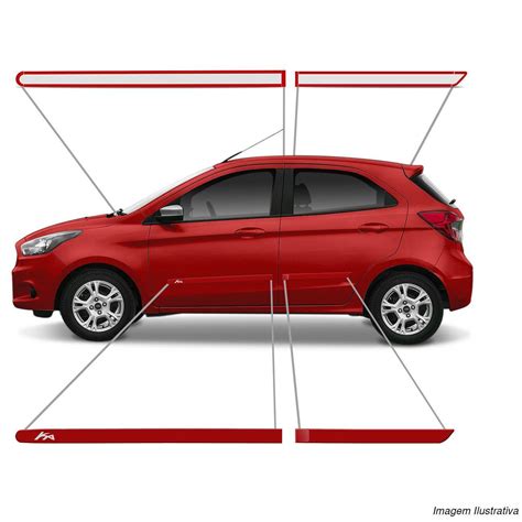 Jogo De Friso Lateral Ford Ka A Vermelho Arpoador Cor