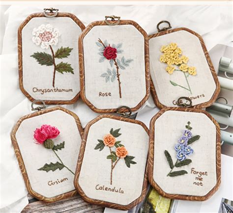 Diy Mini Floral Embroidery Kit Vintage Chrysanthemum Etsy