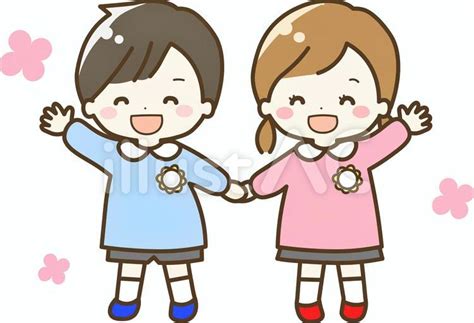 手を振る男の子と女の子 幼児イラスト - No: 22583676｜無料イラスト・フリー素材なら「イラストAC」