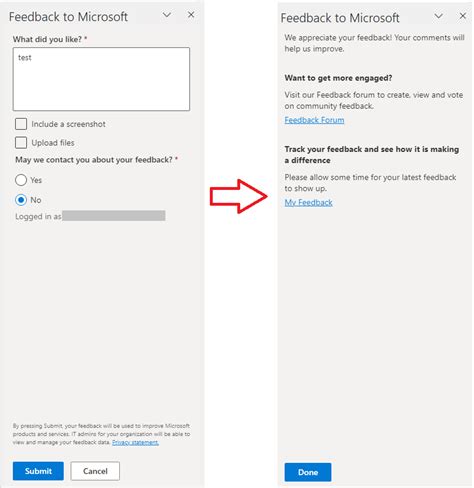 Microsoft Feedback Form for Update profile related not submitted when I clicked on Submit button ...