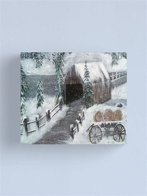 "Covered Bridge Country Winter Art Snow on Pines Landscape Snowy Scene ...