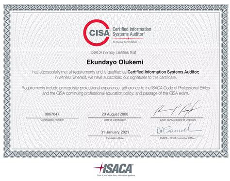 Ekundayo Olukemi ISACA CISA Certification - Current | PPT