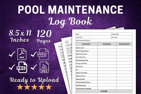 Kdp Pool Maintenance Log Book Interior Graphic By Gemeyarts Creative