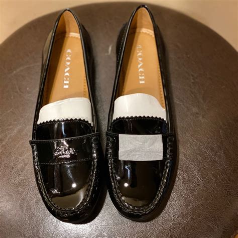 Coach New Odette Black Patent Leather Loafer Gem