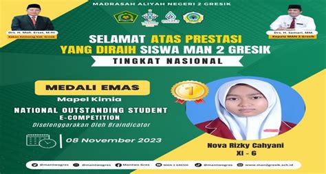 Siswa Man Gresik Nova Rizky Cahyani Sabet Medali Emas Kimia Dalam