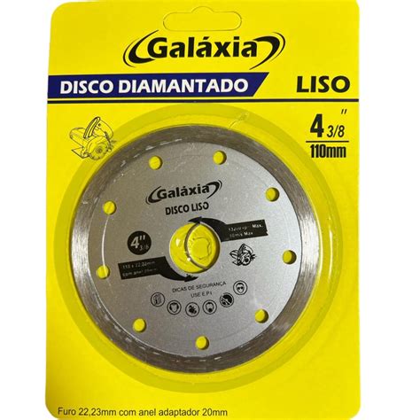 Disco Diamantado Liso Galáxia Profissional 4 3 8 110mm Para Mármore