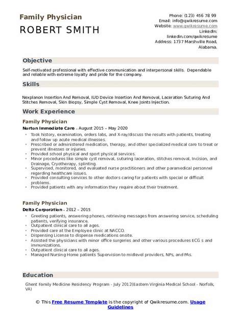 10+ Family Physician Resume Samples & Templates for 2025