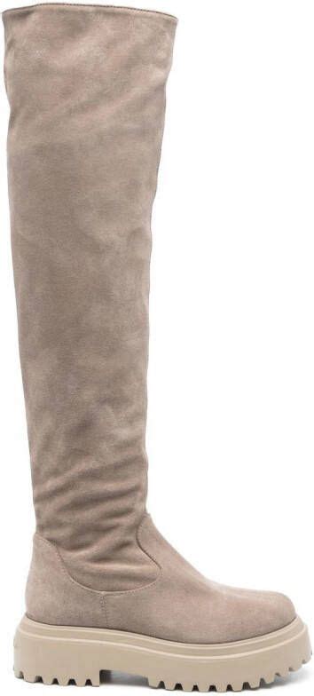 Le Silla Ranger Suede Thigh High Boots Grey Dressed