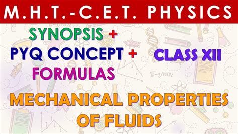 Mht Cet Synopsis Mechanical Properties Of Fluids One Shot Youtube