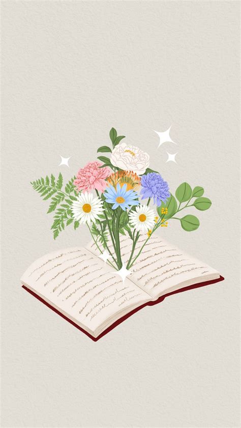 Floral open book phone wallpaper, | Premium Photo - rawpixel