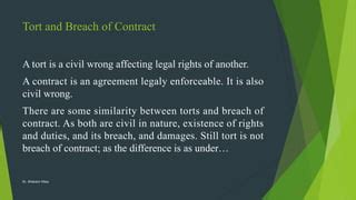 Tort Diff Tort Crime Breach Of Contract Ppt