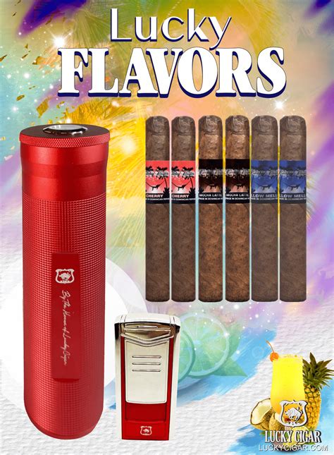 Flavored Cigars Lucky Flavors 6 Cigar Set With Travel Humidor Lucky Cigar