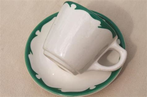 Deco Airbrush Stencil China Restaurant Ware Coffee Cups Saucers