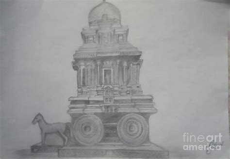 Hampi Stone Chariot Drawing by Aviral Jain