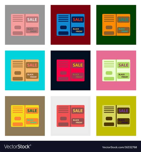 Flat Assembly Icons Sale Booklet Royalty Free Vector Image