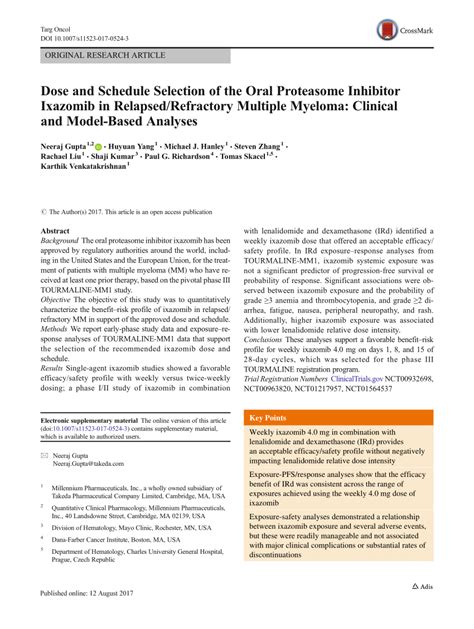 PDF Dose And Schedule Selection Of The Oral Proteasome Inhibitor