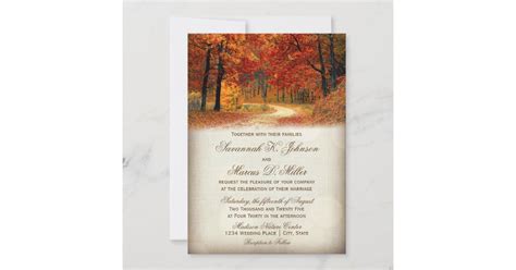 Rustic Fall Leaves Autumn Wedding Invitations | Zazzle