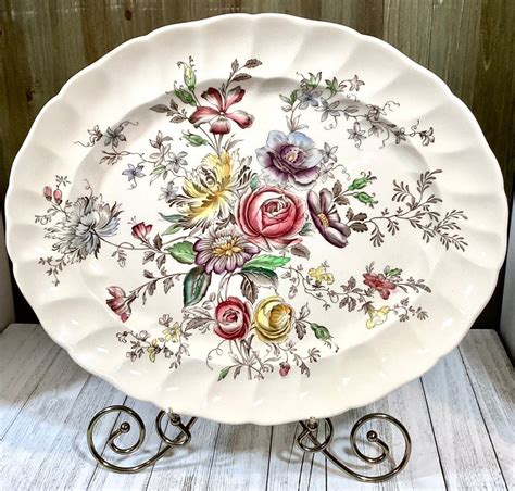 Johnson Brothers Sheraton Genuine Hand Engraved Multicolored Floral