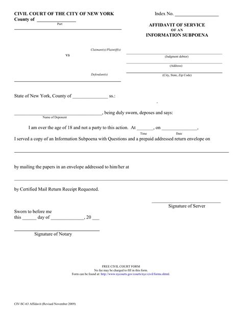 Information Subpoena Form ≡ Fill Out Printable Pdf Forms Online