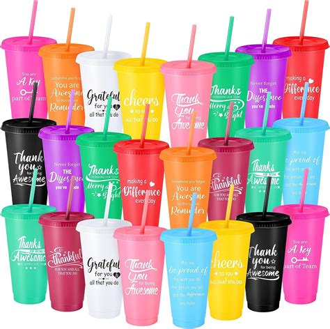 Skylety 24 Pcs Christmas Thank You T Bulk 24 Oz Plastic Tumbler Cup