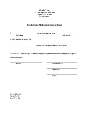 Fillable Online Scarc Inc Psychotropic Medication Consent Form Fax