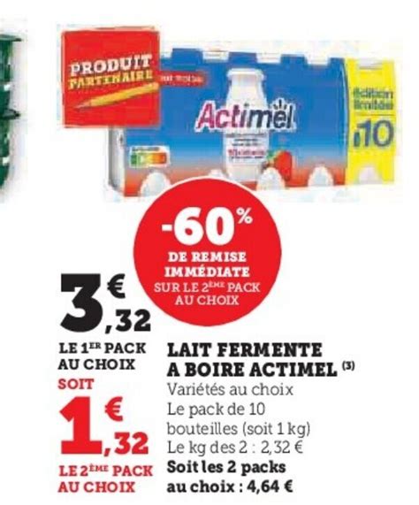 Promo LAIT FERMENTE A BOIRE ACTIMEL 3 Variétés au choix Le pack de 10