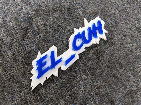 El Cuh Car Badge Blue On White Lightning Font Atomic Car Concepts