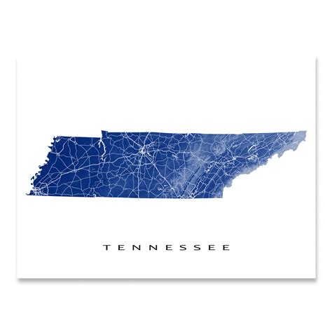 Tennessee State Map Print, TN Wall Art Poster Maps, Nashville, Memphis ...