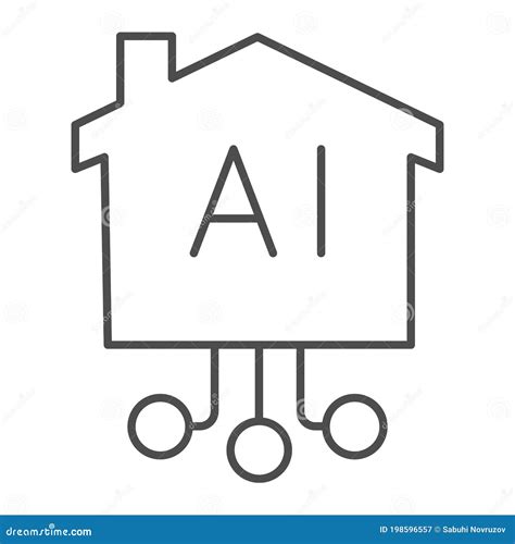 Artificial Intelligence House And Network Thin Line Icon Smart Home