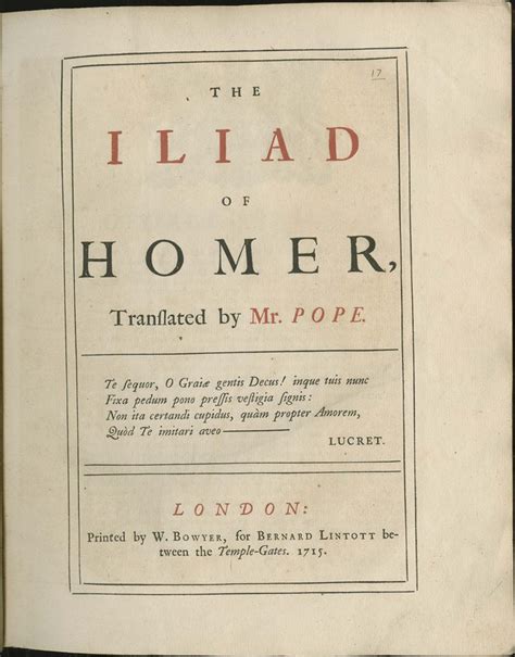 Translating Homer Alexander Pope Online Exhibits